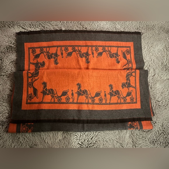 Women’s Rockies Collection - Orange / Grey  Soft Cashmere Blended Scarf / Wrap - Picture 8 of 10